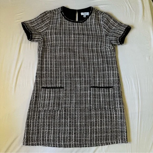 CeCe Black Tweed Mini Dress Sz 12 Dark Academia, preppy, workwear, Blair Waldorf - Picture 3 of 10